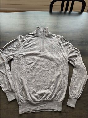 J.Lindeberg Men's Light Gray Zip-Front Knit Sweater